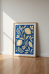 Mediterranean Lemon Wall Art | Navy & Gold Botanical Print | Modern Kitchen Decor Poster