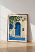 Mediterranean Blue Door & Lemon Tree Wall Art | Coastal Kitchen Decor | Summer Poster