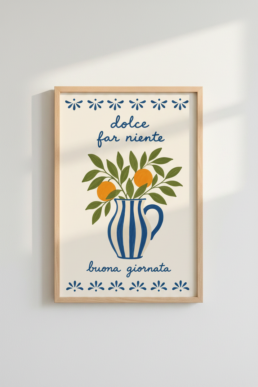 Dolce Far Niente | Italian Mediterranean Wall Art, Kitchen Decor Poster