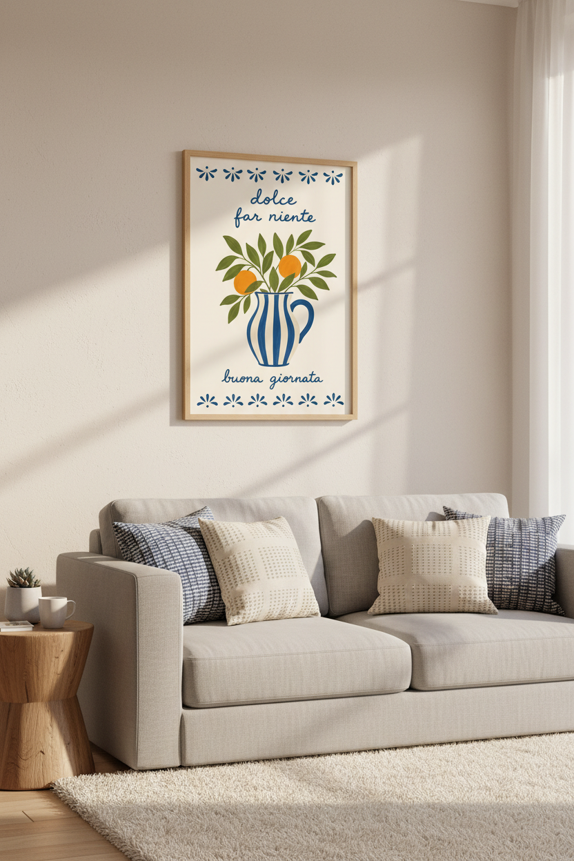 Dolce Far Niente | Italian Mediterranean Wall Art, Kitchen Decor Poster