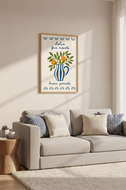 Dolce Far Niente | Italian Mediterranean Wall Art, Kitchen Decor Poster
