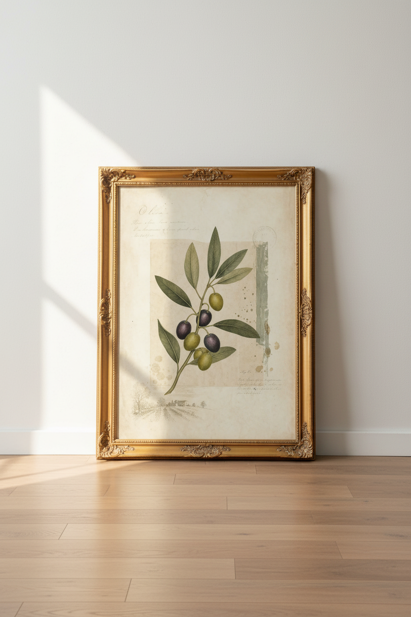 Botanical Wall Art Print | Olive Branch Decor | Vintage Poster