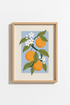 Citrus Wall Art | Modern flat colors, blue backdrop | Kitchen Decor