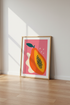 Papaya Fruit Wall Art | Modern Abstract Pink Poster | Kitchen & Dining Room Decor
