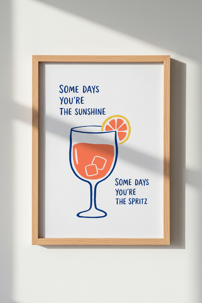 Aperol Spritz Wall Art Print | Kitchen Bar Cart Decor | Modern Cocktail Poster
