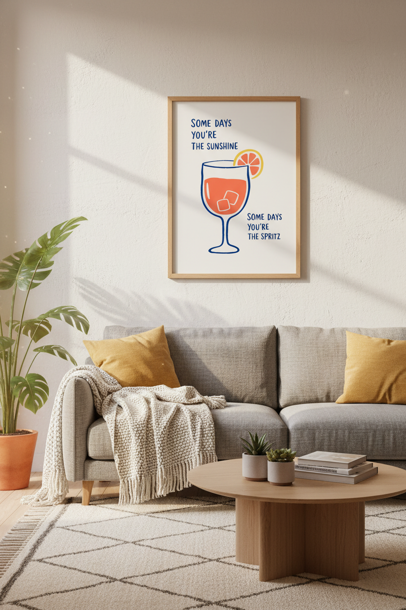 Aperol Spritz Wall Art Print | Kitchen Bar Cart Decor | Modern Cocktail Poster