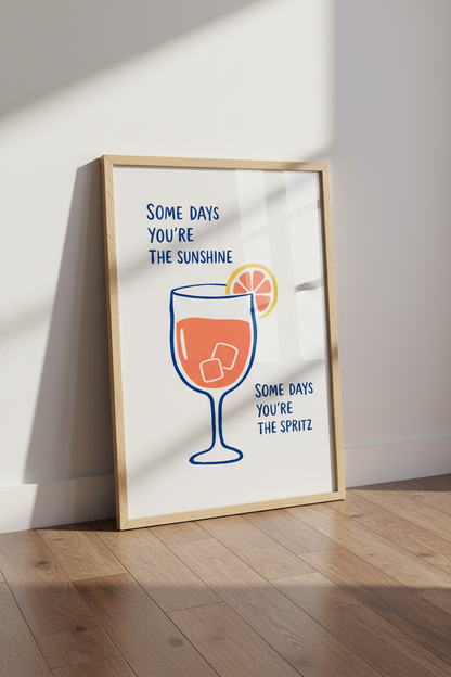 Aperol Spritz Wall Art Print | Kitchen Bar Cart Decor | Modern Cocktail Poster