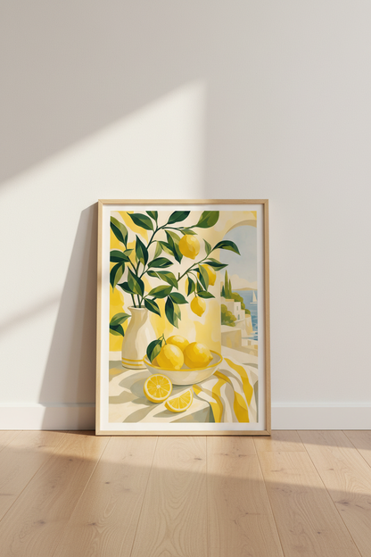 Amalfi Coast Lemon Wall Art Print | Mediterranean Kitchen Decor | Italian Citrus Poster