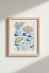Line Art Wall Print | Blue Yellow Minimalist Still Life, Living Room Decor
