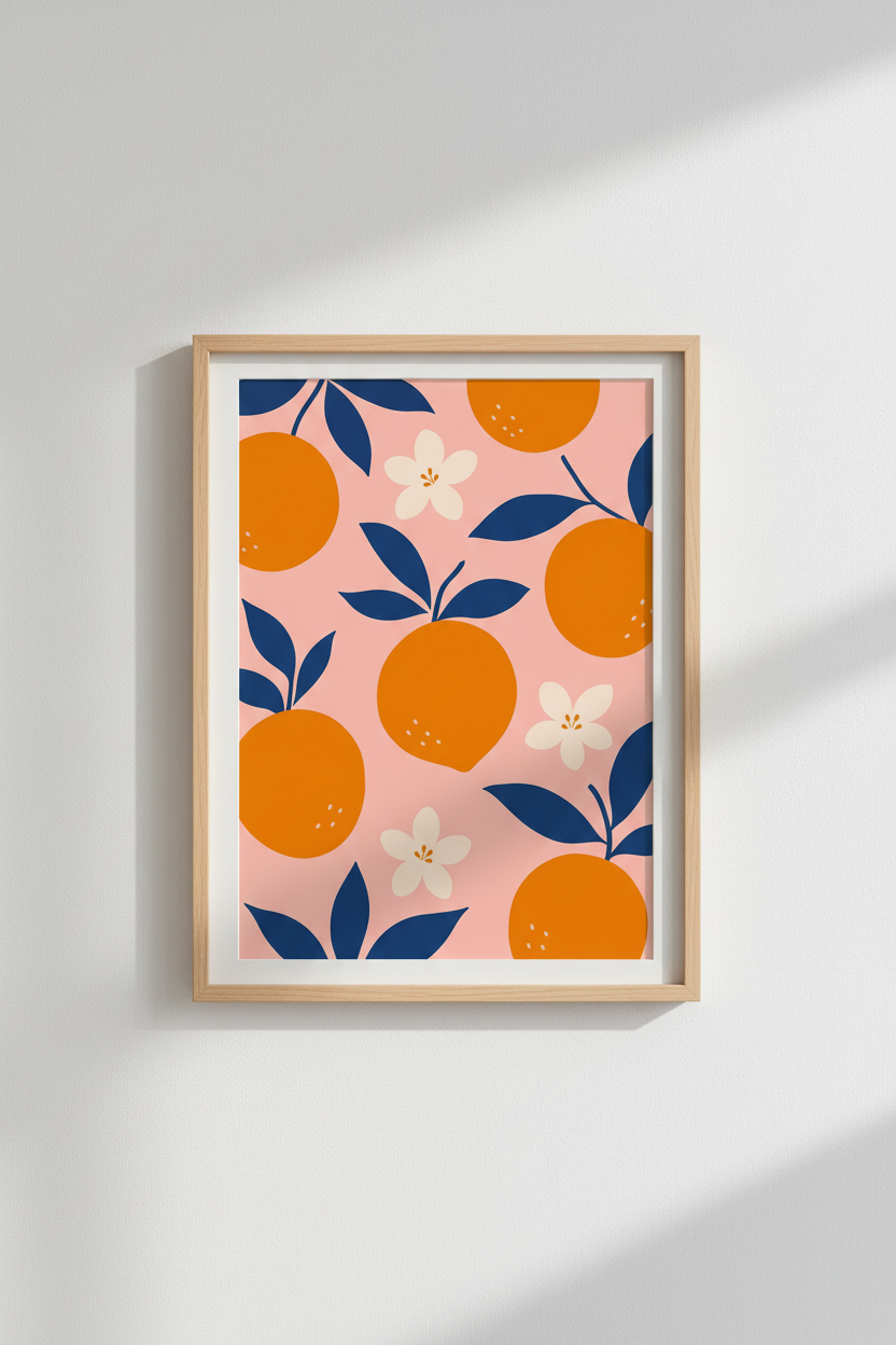 Citrus Wall Art Print | Pop Modern, Pink &amp; Orange Decor | Living Room Poster