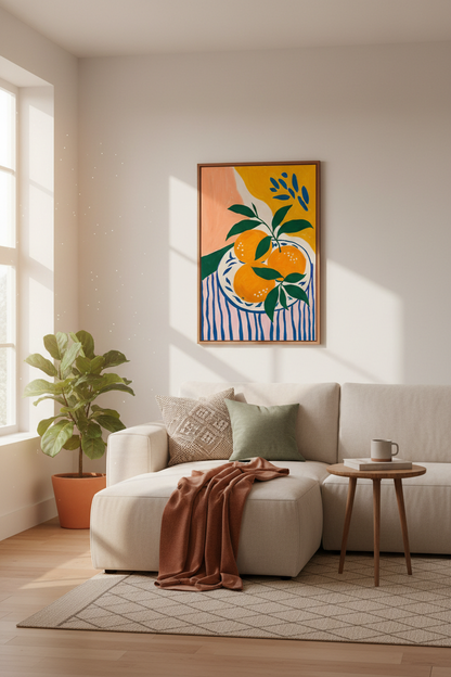 Oranges Still Life Art | Matisse Style Citrus Print, Kitchen Dining Room Decor