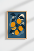 lemon wall art print | Modern blue palette, Living Room Decor | Minimalist Citrus Poster