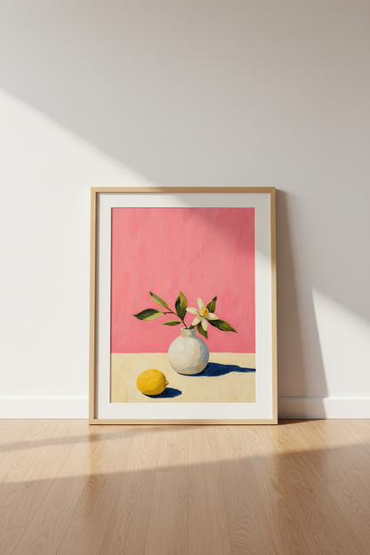 Impasto Floral Wall Art Print | Pink Botanical Kitchen Decor | Modern Oil Style Poster