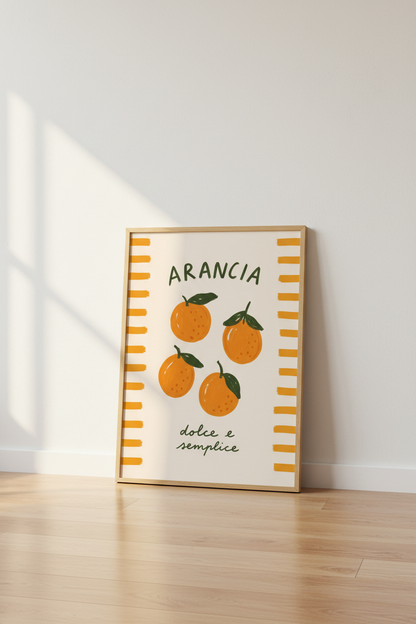 orange wall art | Whimsical, Sunny Living Room Decor