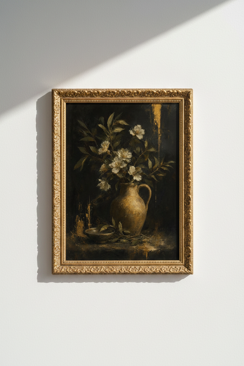 Vintage Floral Wall Art Print | Living Room Decor | Moody Poster