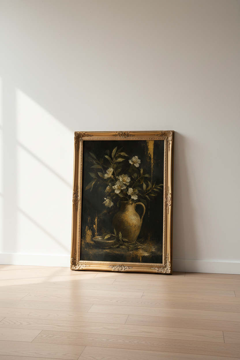 Vintage Floral Wall Art Print | Living Room Decor | Moody Poster