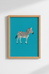 Modern Zebra Art Print | Blue Wildlife Poster for Nursery & Living Room Decor