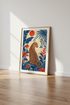 Leopard Jungle Wall Art | Boho Botanical Print, Tropical Navy & Orange Decor