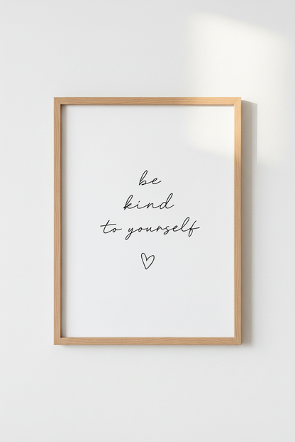 Be Kind To Yourself Wall Art | Minimalist Quote Print | Self Care Bedroom Decor