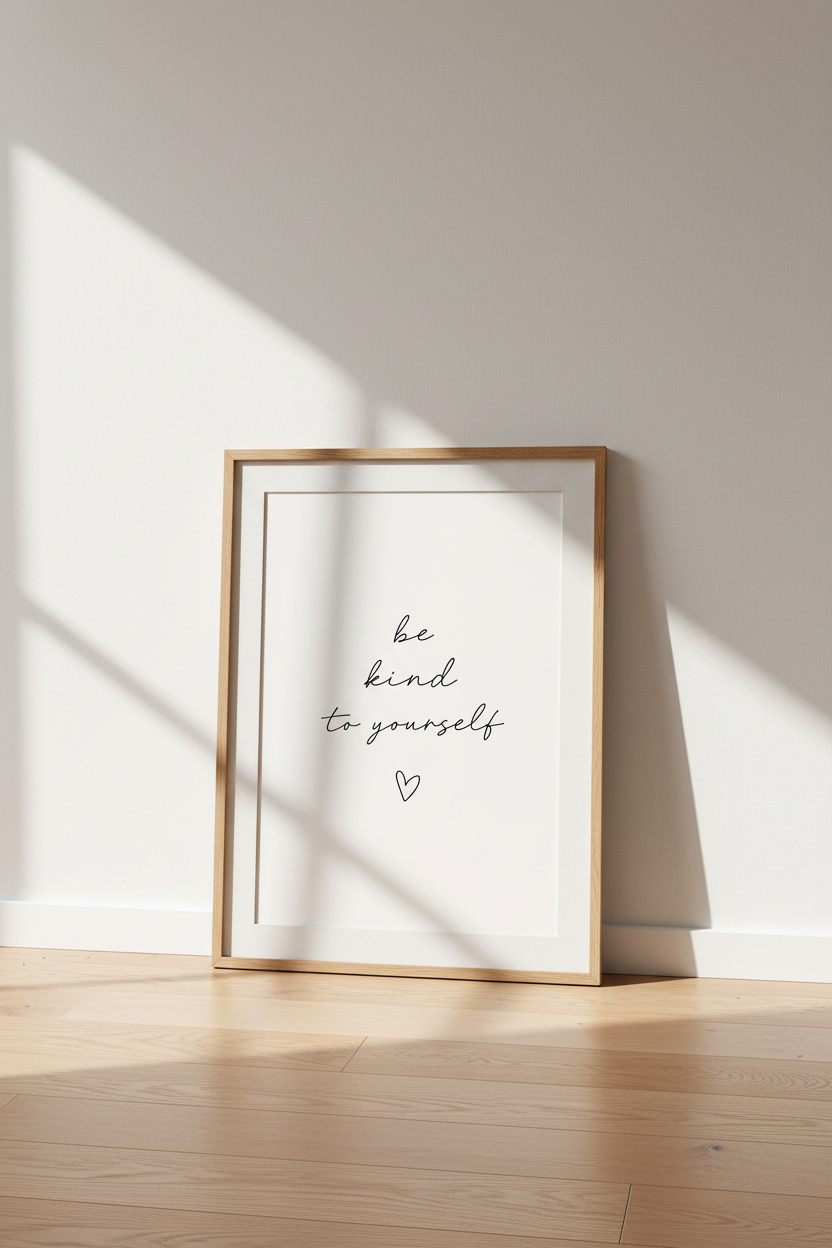 Be Kind To Yourself Wall Art | Minimalist Quote Print | Self Care Bedroom Decor
