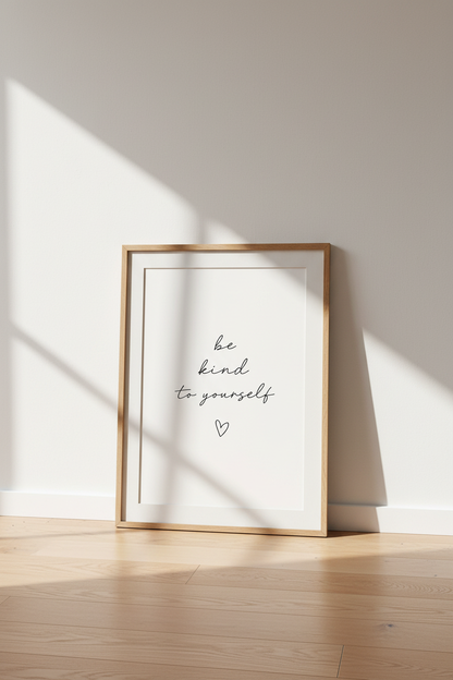 Be Kind To Yourself Wall Art | Minimalist Quote Print | Self Care Bedroom Decor