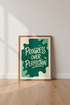 Progress Over Perfection Quote Print | Forest Green Reto Office Decor | Motivational Art