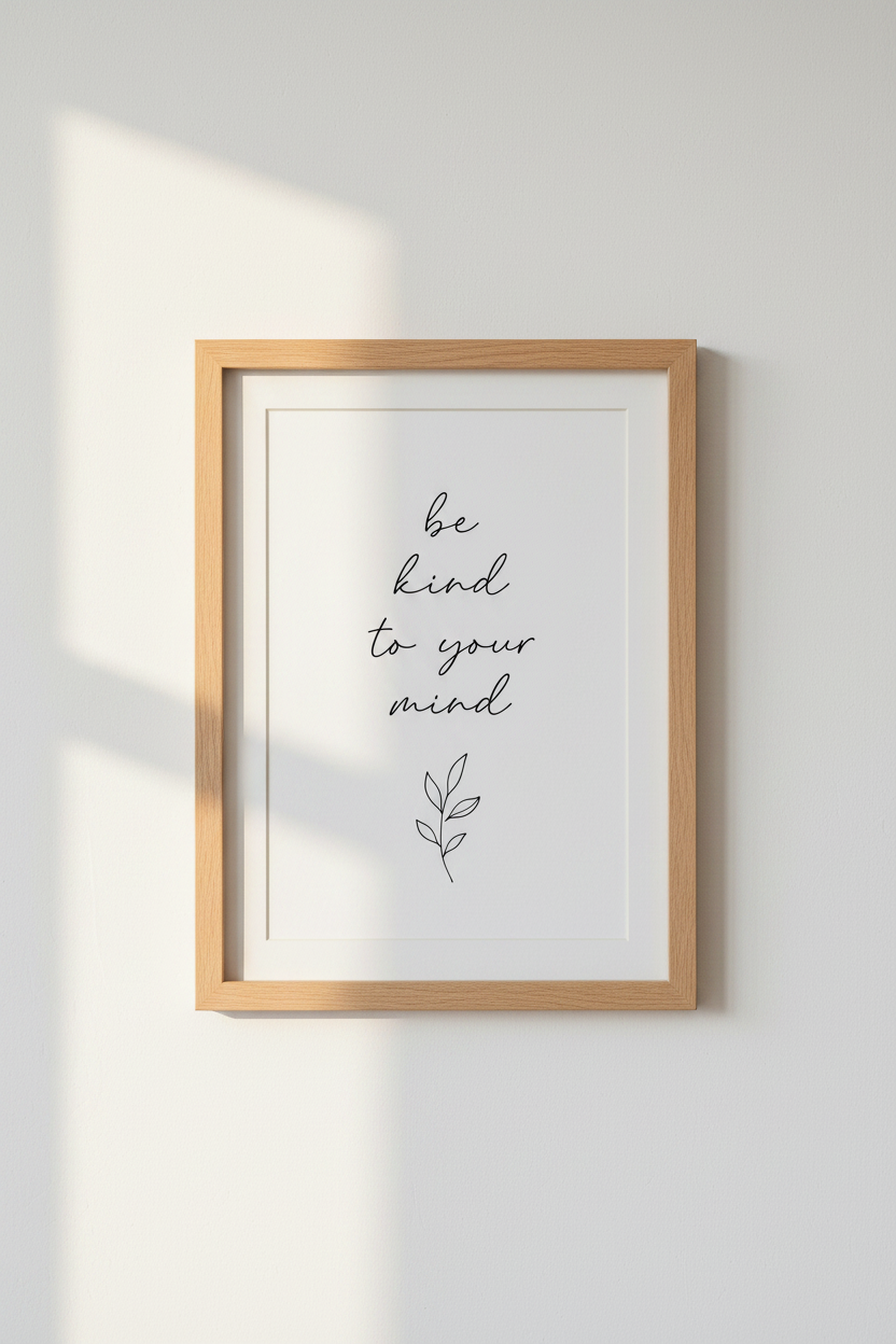 Be Kind to Your Mind Wall Art | Minimalist Quote Poster | Modern Scandi Decor