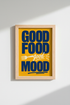 Food Mood Poster | Bold Yellow Navy, Living Room Decor