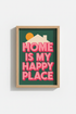 Colorful Quote Wall Art | Retro Happy Place Quote Print, Green and Pink Home Decor