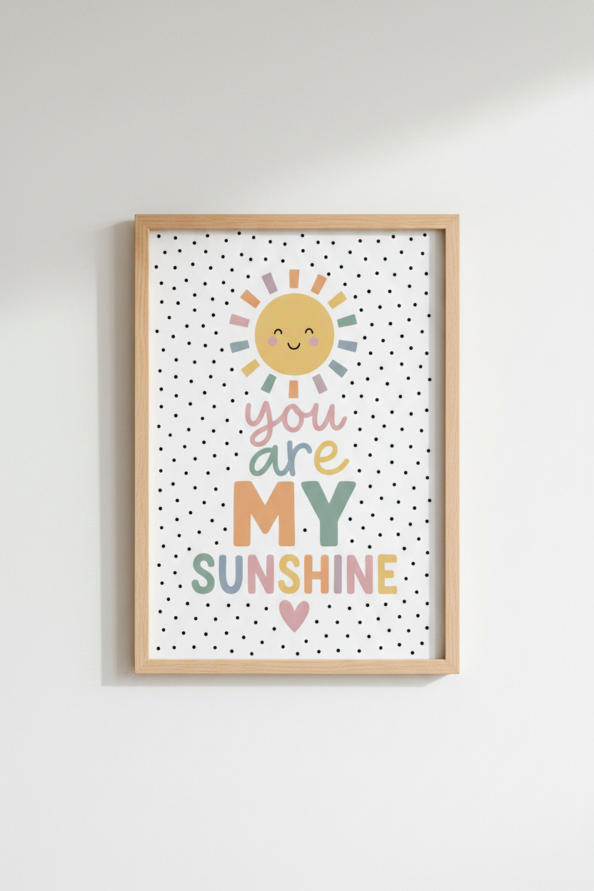You Are My Sunshine Print | Pastel Boho Nursery Decor | Modern Kids Playroom Poster