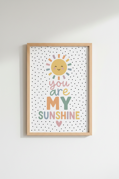You Are My Sunshine Print | Pastel Boho Nursery Decor | Modern Kids Playroom Poster