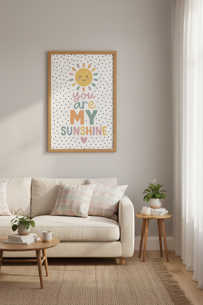 You Are My Sunshine Print | Pastel Boho Nursery Decor | Modern Kids Playroom Poster
