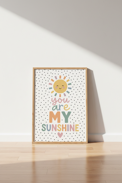 You Are My Sunshine Print | Pastel Boho Nursery Decor | Modern Kids Playroom Poster