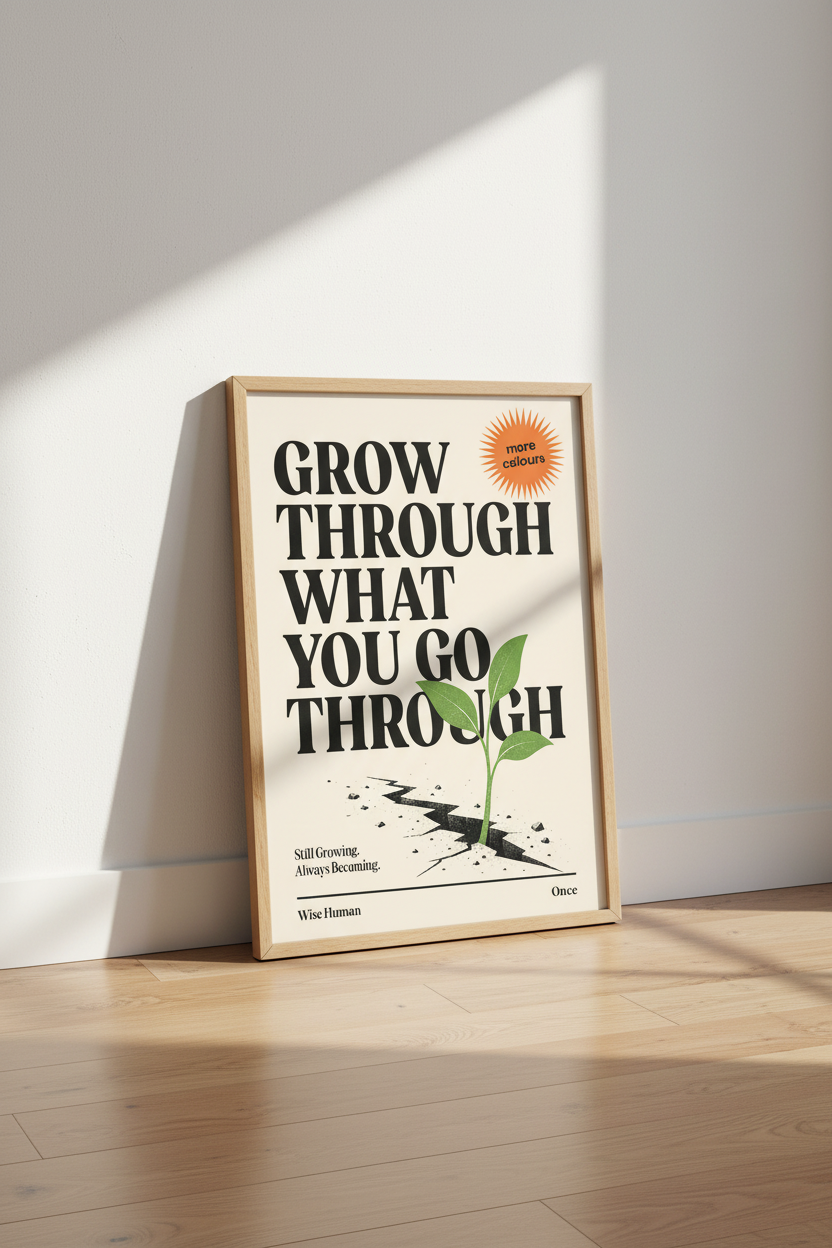 Grow Through Quote Print | Retro Typography Art, Office &amp; Bedroom Decor
