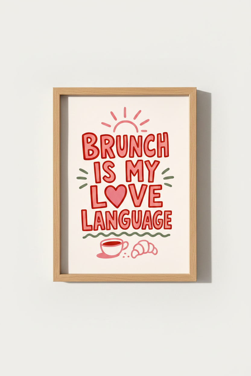 Brunch Is My Love Language Wall Art | Kitchen Decor | Retro Foodie Poster