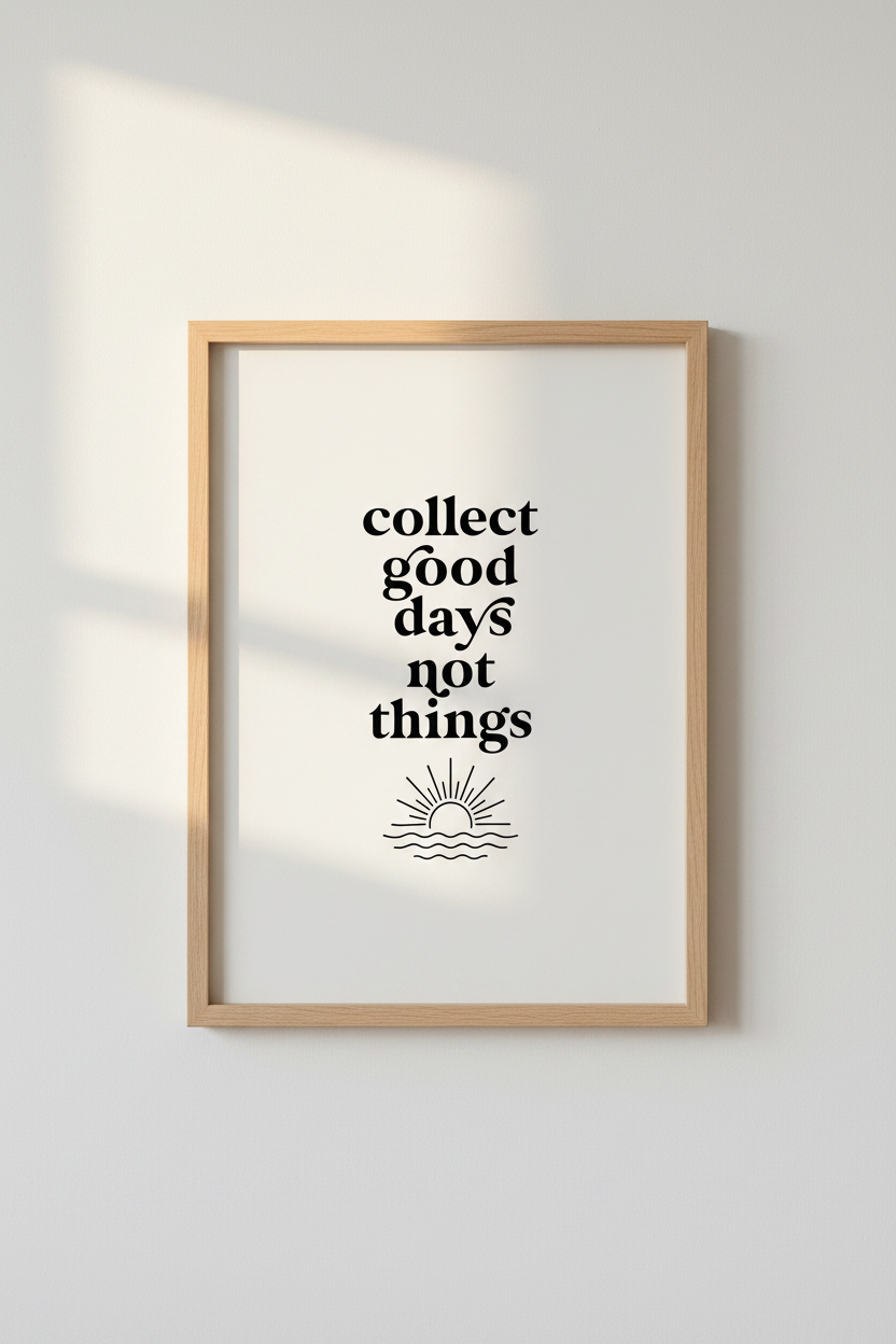 Collect Good Days Quote Art | Minimalist Black &amp; White Poster, Modern Home Decor