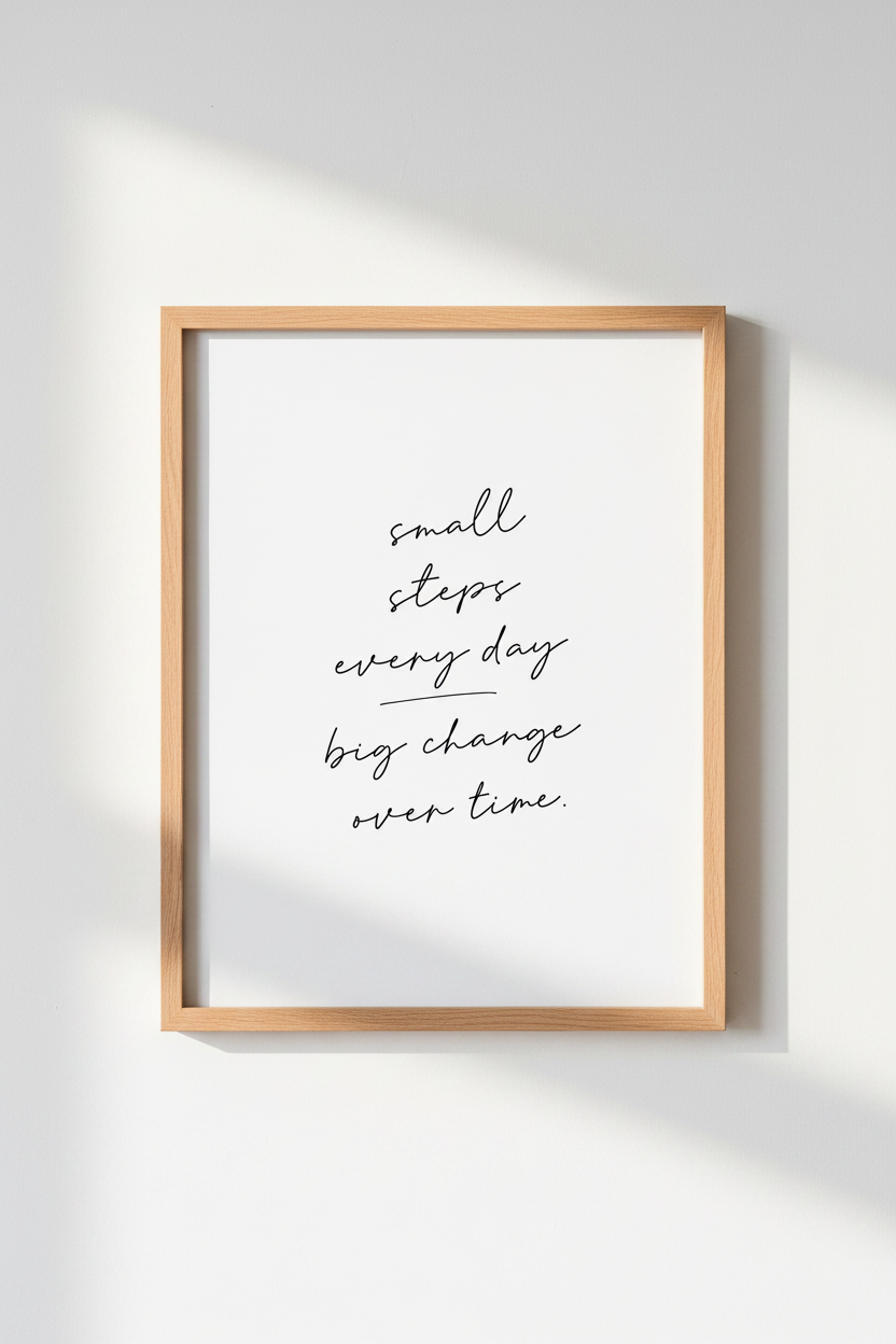 Small Steps Every Day Quote Wall Art | Modern Office Decor | Minimalist Poster