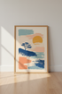 Abstract Coastal Sunset Wall Art | Boho Landscape, Living Room Decor