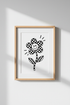 Retro Smiley Face Flower Wall Art | Checkered Black and White | Groovy Dorm Decor