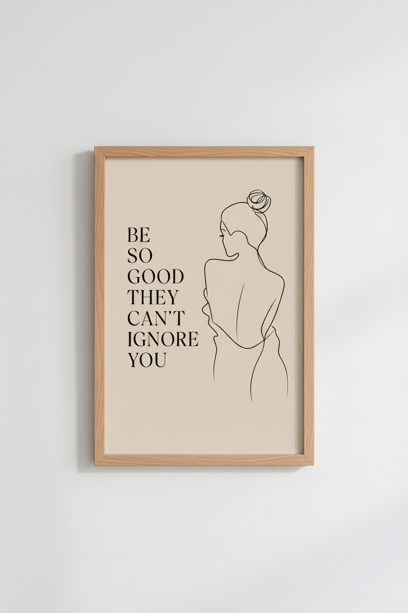 Minimalist Woman Line Art | Motivational Quote Poster, Office Decor