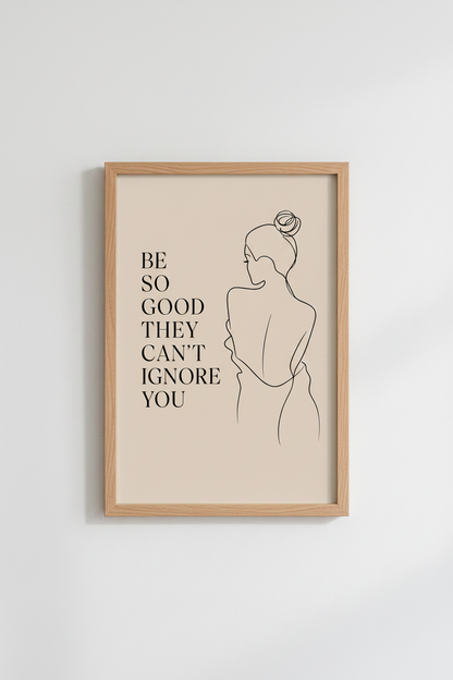 Minimalist Woman Line Art | Motivational Quote Poster, Office Decor