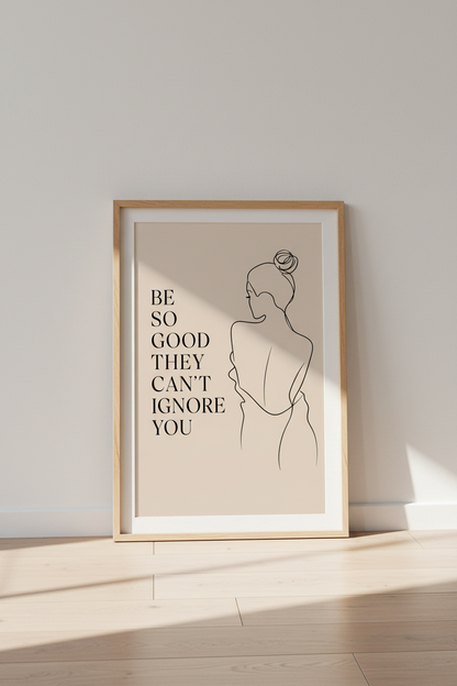 Minimalist Woman Line Art | Motivational Quote Poster, Office Decor