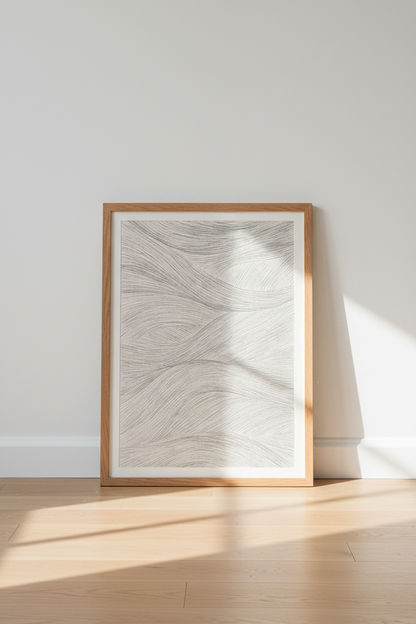 Abstract Line Art | Soft Beige Curves, Living Room Decor