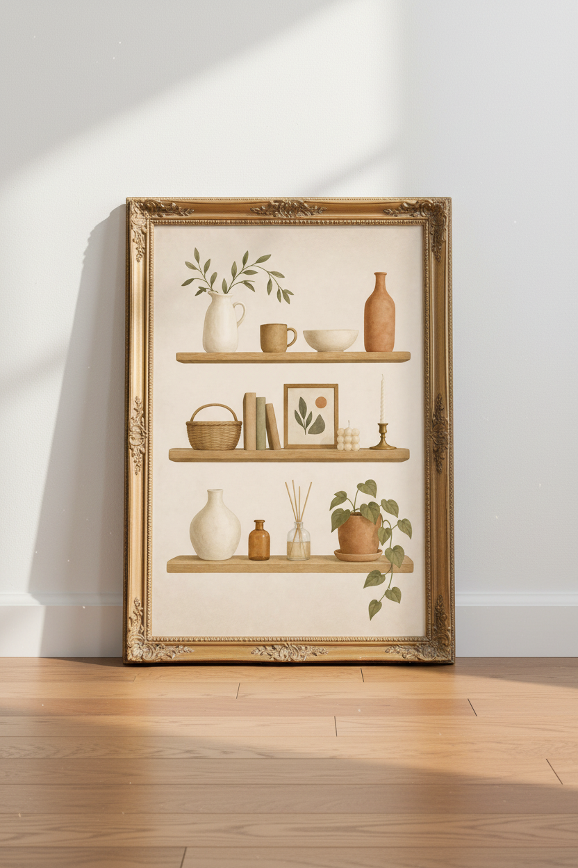 Boho Wall Art Print | Earthy Tones Living Room Decor | Neutral Poster