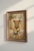 Lion Cub Oil Painting Wall Art | Safari Nursery Decor | Neutral Earthy Poster