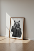 Bear in Suit Whiskey Art | Black and White Man Cave Decor | Masculine Poster