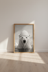 Polar Bear in Beanie Print | Black and White Arctic Animal Decor | Modern Nursery Art