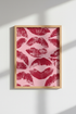 Red Lips Kiss Print Wall Art | Preppy Pink Aesthetic, Dorm & Vanity Decor