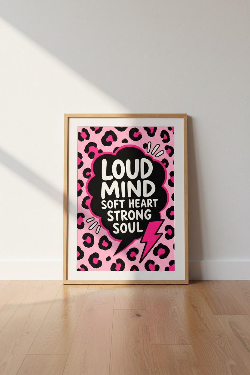Preppy Pink Wall Art Print | Cheetah Leopard Pattern Dorm Decor | Aesthetic Quote Poster