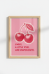 Cherry Wall Art Print | Pink Retro Fruit Poster | Kitchen & Dorm Decor Pop Art